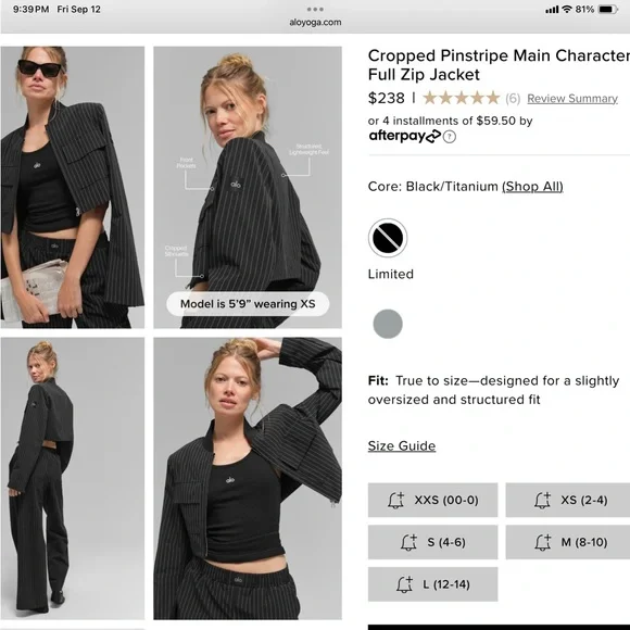 NWT ALO Yoga Pinstripe Women's JACKET and PANTS. - Picture 7 of 7